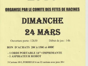 LOTO COMITE DES FETES RACINES Chessy-les-Prés Aube