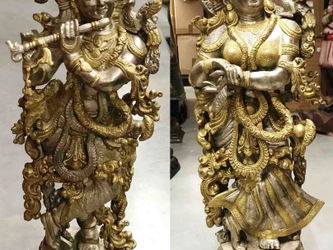 Grande statue Krishna Radha- H 74 cm Sedan Ardennes