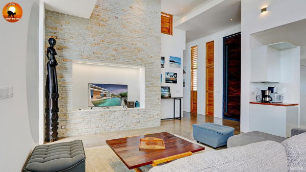 Living room parure en pierre et niches