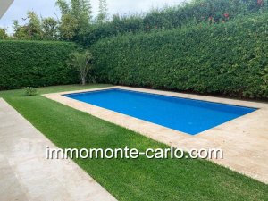 Location villa neuve moderne chauffage central piscine souissi Rabat