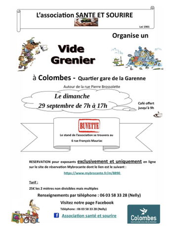 Annonce Vide-greniers Colombes / Gare Garenne Hauts de Seine