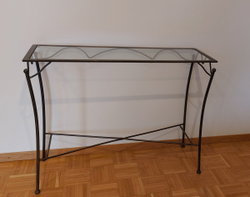 Console en verre et fer forgé