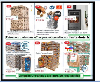 bois chauffage pellets poêles cuisinières accessoires livraison OFFERTE