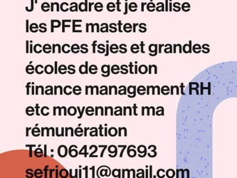Préparation PFE Masters Licences Cours soutien Révision Agadir Maroc