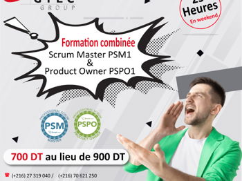 Formation Combinée Scrum Master Product Owner PSM &amp; PSPO Tunis Tunisie