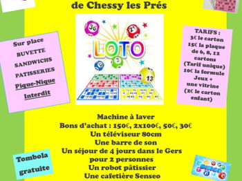 Annonce SUPER LOTO KERMESSE Chessy-les-Prés Aube