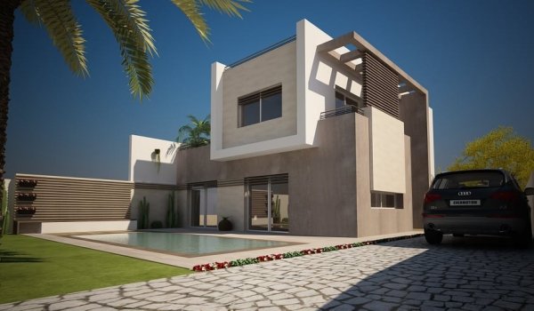 Vente villa cours construction piscine djerba Tunisie
