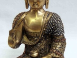 statue Bouddha enseignant bronze décorée pierre H 25 cm Sedan Ardennes