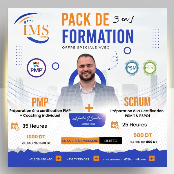 Annonce Pack formation Scrum PMP Tunis Tunisie