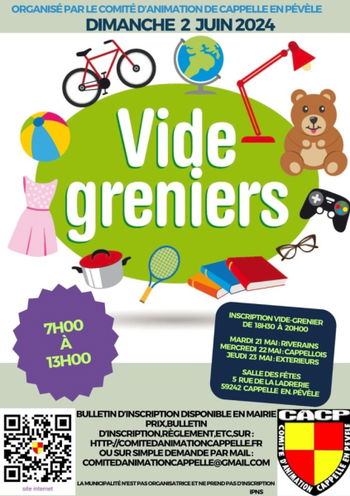 Annonce vide greniers 2024 Cappelle-en-Pévèle Nord