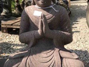 Statue Bouddha pierre lave rouge H 60 cm Sedan Ardennes