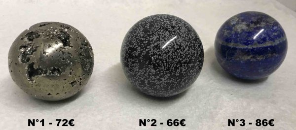 Sphère Pyrite Obsidienne ou Lapis-lazuli 6 cm Sedan Ardennes