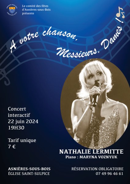 Affiche concert Nathalie Lermitte à Asnières-sous-Bois 22 juin 2024