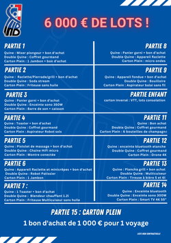 affiche du loto avec les différents lots