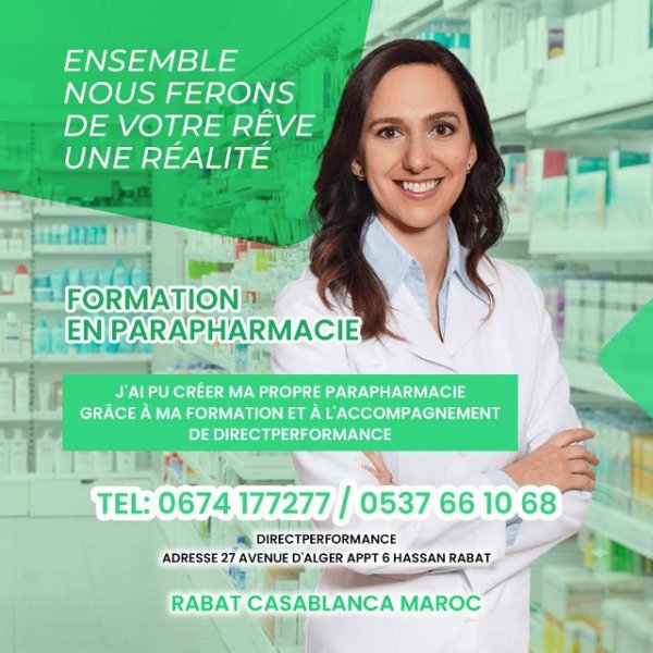 Formation parapharmacie dermo conseillère Rabat Maroc