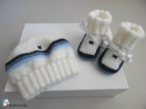 Tricot bébé layette bb laine tricoté main bonnet chaussons 4 couleurs Brioude