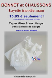 Bonnet et Chaussons tricot bébé layette tricotée main
