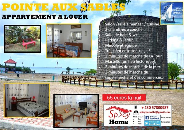 Location appartement rez chaussée pointe aux sables Port Louis Ile Maurice