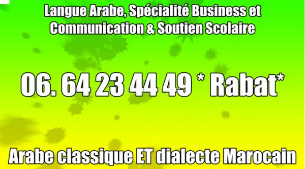 Cours /Professeur D'arabe-Système Marocain Français Anglophone