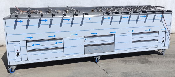 BBQ au charbon de bois - 15 grilles rotatives poulets