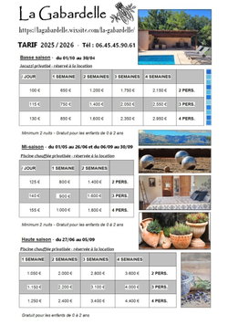 Tarif 2025 / 2026