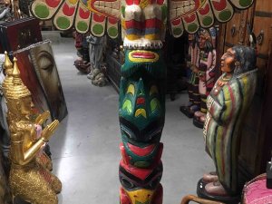 Totem Indien d'Amérique du nord coloré - H: 150 cm