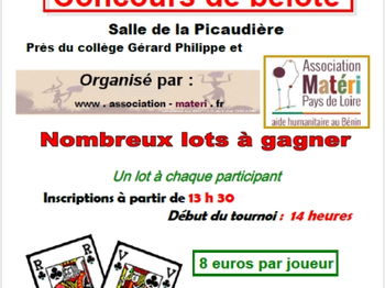 Annonce Concours Belote samedi 16 novembre 2024 CARQUEFOU Loire Atlantique