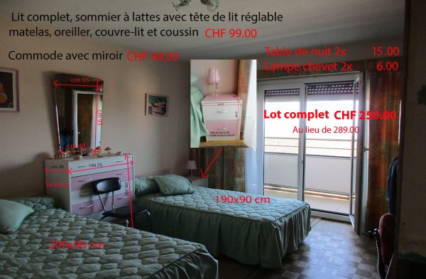 Mobilier complet chambre 2 lits 2 armoires Lausanne Suisse