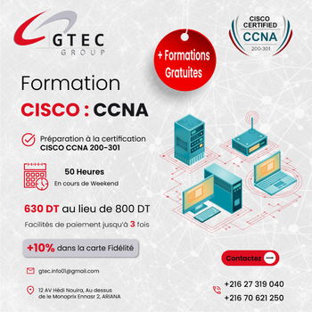 Annonce Formation certifiante CISCO CCNA L'Ariana Tunisie