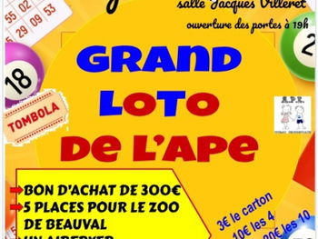 Grand Loto de L'APE du 8 février 2025 à la salle Jacque Villeret de Civray de Touraine.