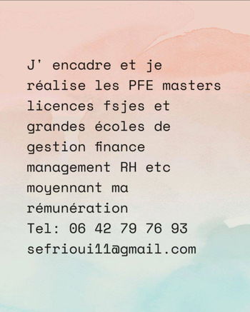 Préparation PFE Masters Licences Cours soutien Révision Agadir Maroc