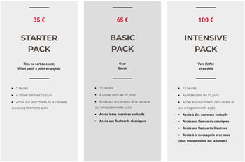 Les différents pack