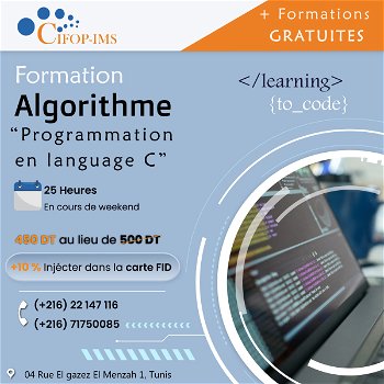 Formation Algorithme &quot;Programmation Langage C&quot; Tunis Tunisie