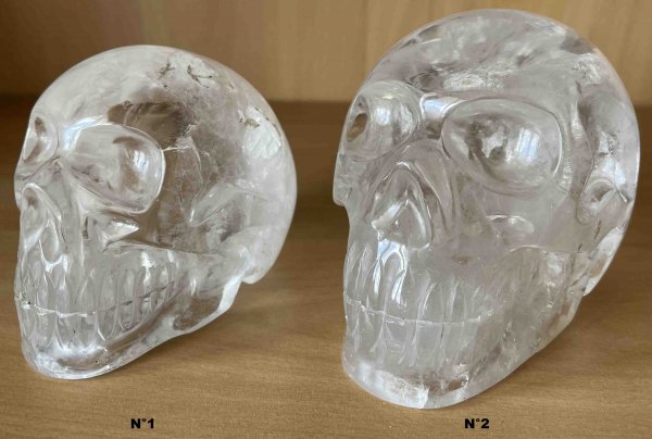 Gros crâne cristal roche H 8 ou 9 cm Sedan Ardennes