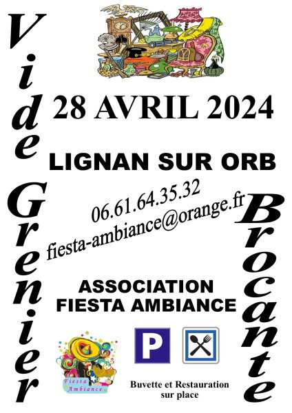 VIDE GRENIER LIGNAN ORB 24 04 2024 Lignan-sur-Orb Hérault