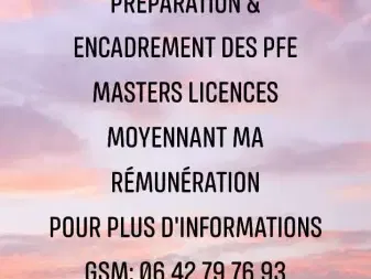 Préparation PFE Masters Licences Cours soutien Révision Tétouan