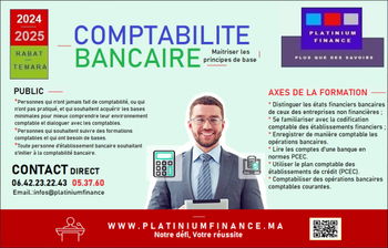 Annonce Formation OPERATIONNELLE – COMPTABILITE BANCAIRE Rabat Maroc