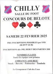 Concours belote samedi 22 février Chilly 74270 Haute Savoie