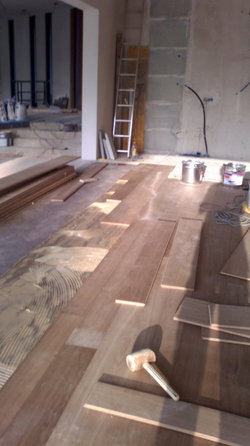 Pose parquet collé 