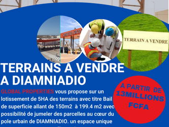 Vente TERRAINS DIAMNIADIO POLE URBAIN TITRE BAIL Dakar Sénégal