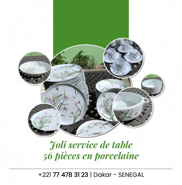 Joli service table 56 pièces porcelaine Dakar Sénégal