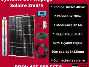 Kit pompage solaire 3m3 Dakar Sénégal