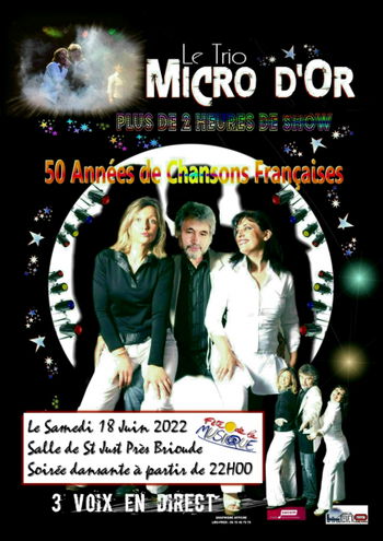 Concert dansant Gratuit chansons francaises Trio Micro d'Or Haute Loire