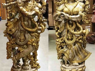 Grande statue Krishna Radha- H 74 cm Sedan Ardennes