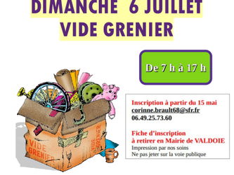 vide grenier à Valdoie le dimanche 6 juillet 2025 organisé par le ROV