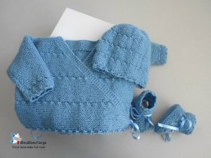 Trousseau bébé brassière croisée bleu CHARRON tricot bb Abeilhan