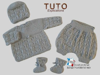 patron tuto tricot bébé ensemble bb brassière, Bloomer, bonnet, chaussons