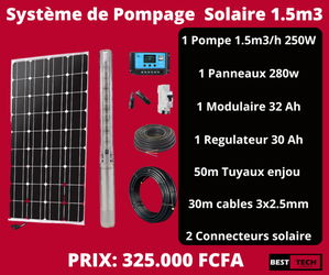 Annonce KIT POMPAGE SOLAIRE 1 5M3 Dakar Sénégal