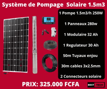 Annonce KIT POMPAGE SOLAIRE 1 5M3 Dakar Sénégal