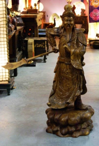 grande statue samourai bois H 95 cm Sedan Ardennes
